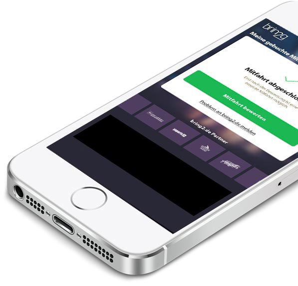iPhone mit bring2 WebApp Ansicht